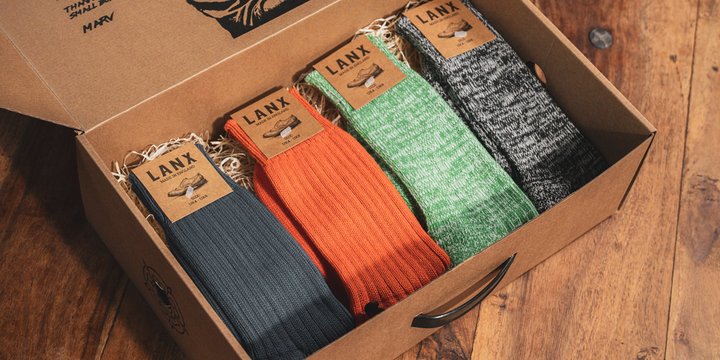 A gift box containing 4 pairs of LANX socks