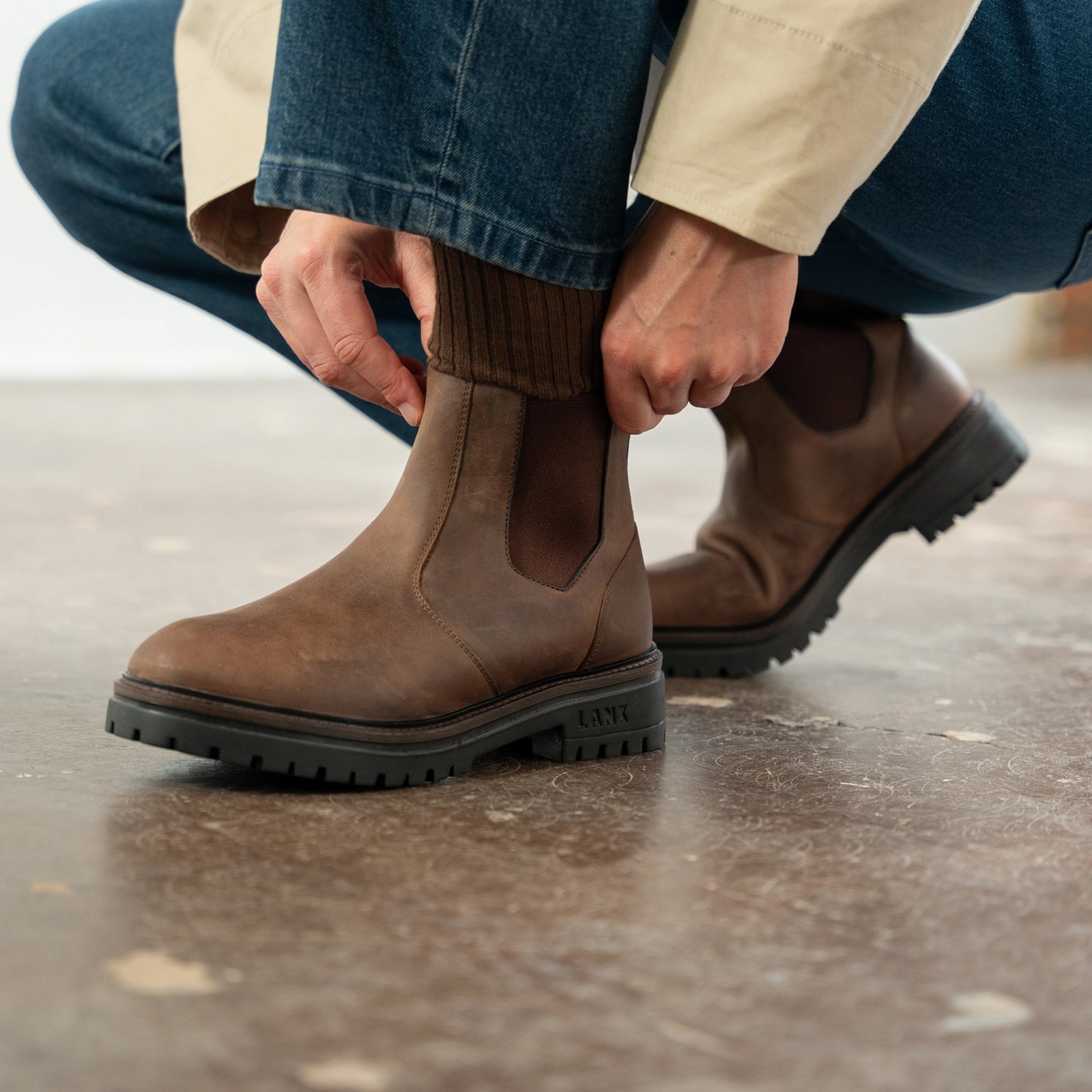 Vibram soled womens suede walking shoe close up shot